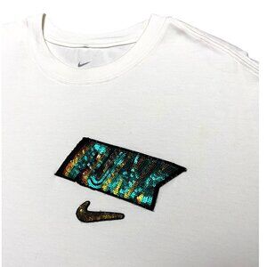 Nike Rayguns White Sequins FUNK Men's Swoosh Basketball T-Shirt - XL